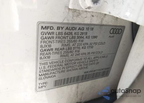 2019 Audi Q7 45 Premium/45 Se Premium from USA, damaged, VIN WA1AHAF71KD016303